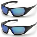 Pyramex Goliath Safety Eyewear Ice Blue Mirror Lens Black Frame Sb5665d 2 Pair 