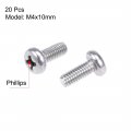 Uxcell M4x10mm Machine Screws Pan Phillips Cross Head Screw 304 Stainless Steel Fasteners Bolts 20pcs