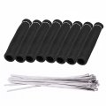 8pcs Spark Plug Wire Heat Shield Boots With 16pcs Stainless Steel Ties Kit Protector Sleeve Cover Sbc Bbc 350 454 2500a Black 