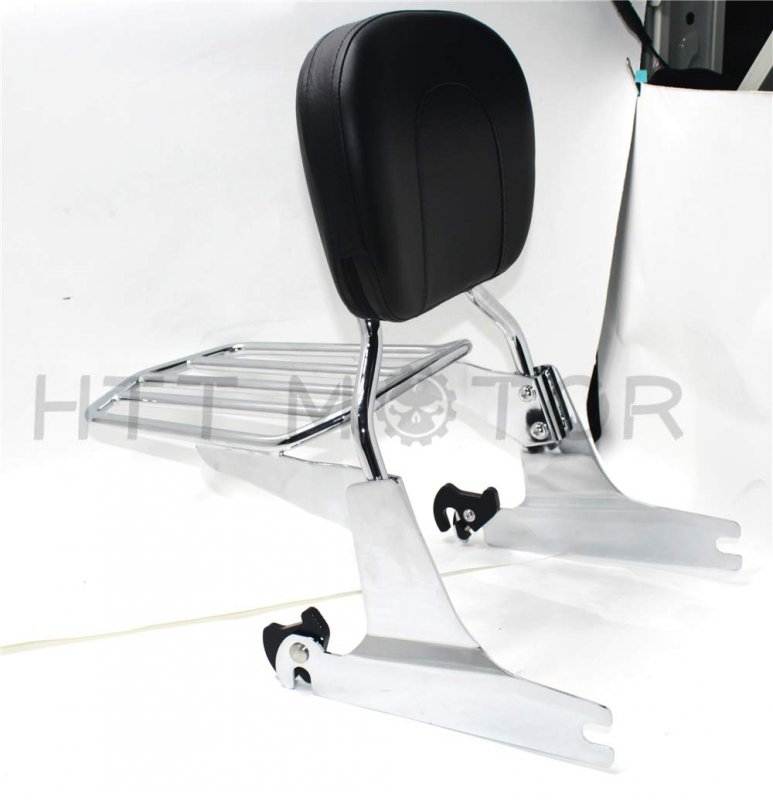 Sissybar Luggage Rack And Detachable Backrest For 2006-2017 H-d Softail Chrome Finish Fits 200mm Rear Tire Fender Synthetic
