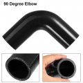 X Autohaux 1 Set 38mm 5 Id 90 Degree Elbow Engine Silicone Hose Black For Car Intercooler Intake Piping With 4 Pcs Clamps