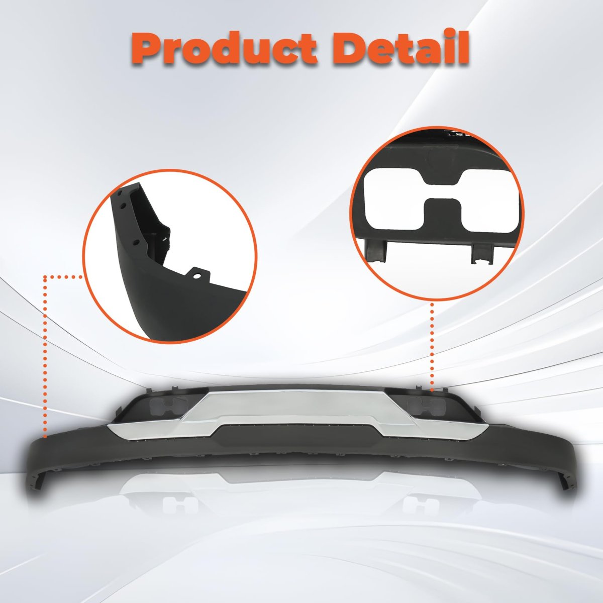 Primed Plastic Front Lower Bumper Valance With Chrome Skid Plate Tow Hook Holes Set Replacement For Silverado 1500 Z71