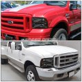 Smoke Lens Headlights Bundle With Driving Fog Lights Compatible Ford F250 F350 F450 Super Duty Excursion 05-07 Driver And