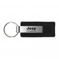 Au-tomotive Gold Carbon Fiber Rectangular Leather Key Chain For Jeep Wrangler Black