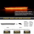 Vipmotoz 4pc Full Led Side Marker Lights Front Amber Rear Red Compatible With 2020-2023 Gmc Sierra 2500 3500 Pickup Chrome