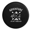 Adventure Just Ahead Camping Woods Anchor Stars Boating Hunting Outdoors Spare Tire Cover Vinyl Black 32-33 In 