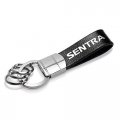 Ipick Image Compatible With Nissan Sentra Black Leather Strap Round Hook Metal Key Chain