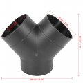 X Autohaux 75mm Car Heater Warm 3 Way Air Ducting Pipe Y Shape Outlet Connector Black Plastic