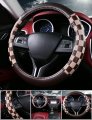 Evevik Microfiber Leather Checker Flag Brown Beige Car Steering Wheel Cover -non-slip And Comfortable Universal 15 Begie