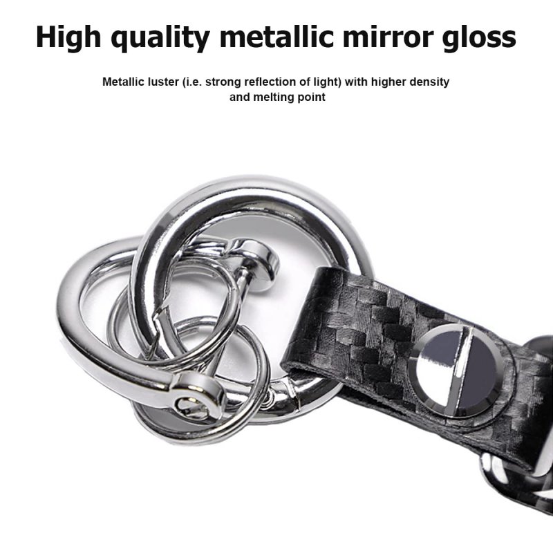 Besulen Carbon Fiber Keychain Microfiber Leather Chain Waterproof Car Shape Fob Key Ring Holder Silver