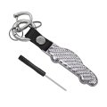 Besulen Carbon Fiber Keychain Microfiber Leather Chain Waterproof Car Shape Fob Key Ring Holder Silver 