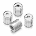 Ipick Image For Infiniti Logo White On Silver Aluminum Cylinder-style Tire Valve Stem Caps