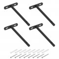 Uxcell 4pcs Floating Shelf Bracket 6 Inch Wall Mounted Blind Support Hidden For Wood Shelves Black