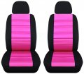 Totally Covers 2-tone Car Seat W 2 Separate Headrest Black Hot Pink Universal Fit Front Buckets Option For Airbag Belt Armrest 