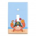 Pirate Crab On The Beach With Hook And Coin Plastic Wall Decor Toggle Light Switch Plate Cover 