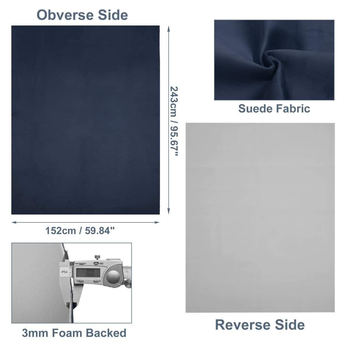 Suede Headliner Fabric 96 In Length X 57 Width Foam Backed For Car Truck Rv Suv Interior Trim Diy Repair Navy Blue
