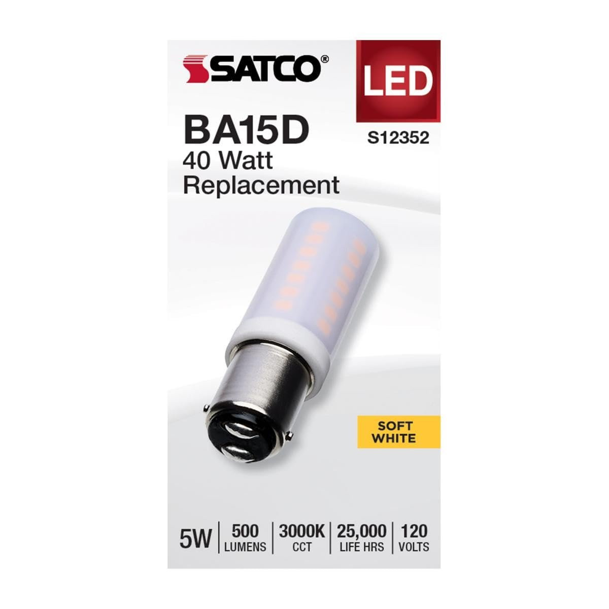 Satco 5w T6 Led 120v Dc Base 3000k Frosted Finish Bulb