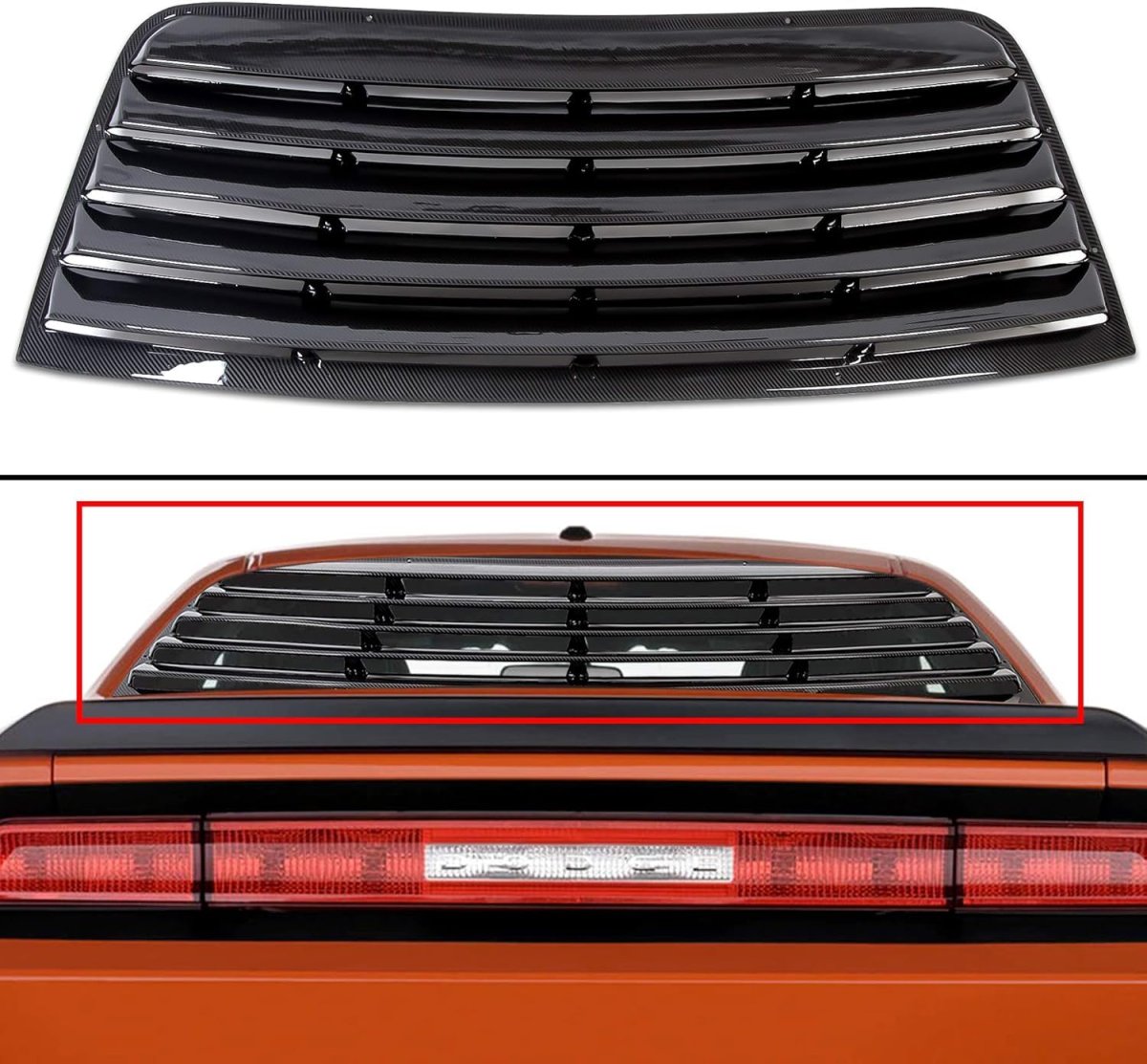 Hecasa Rear Window Scoop Louver For 2008-2023 Dodge Challenger Sun Shade Cover Air Vent Shades Carbon Fiber Style Abs Material