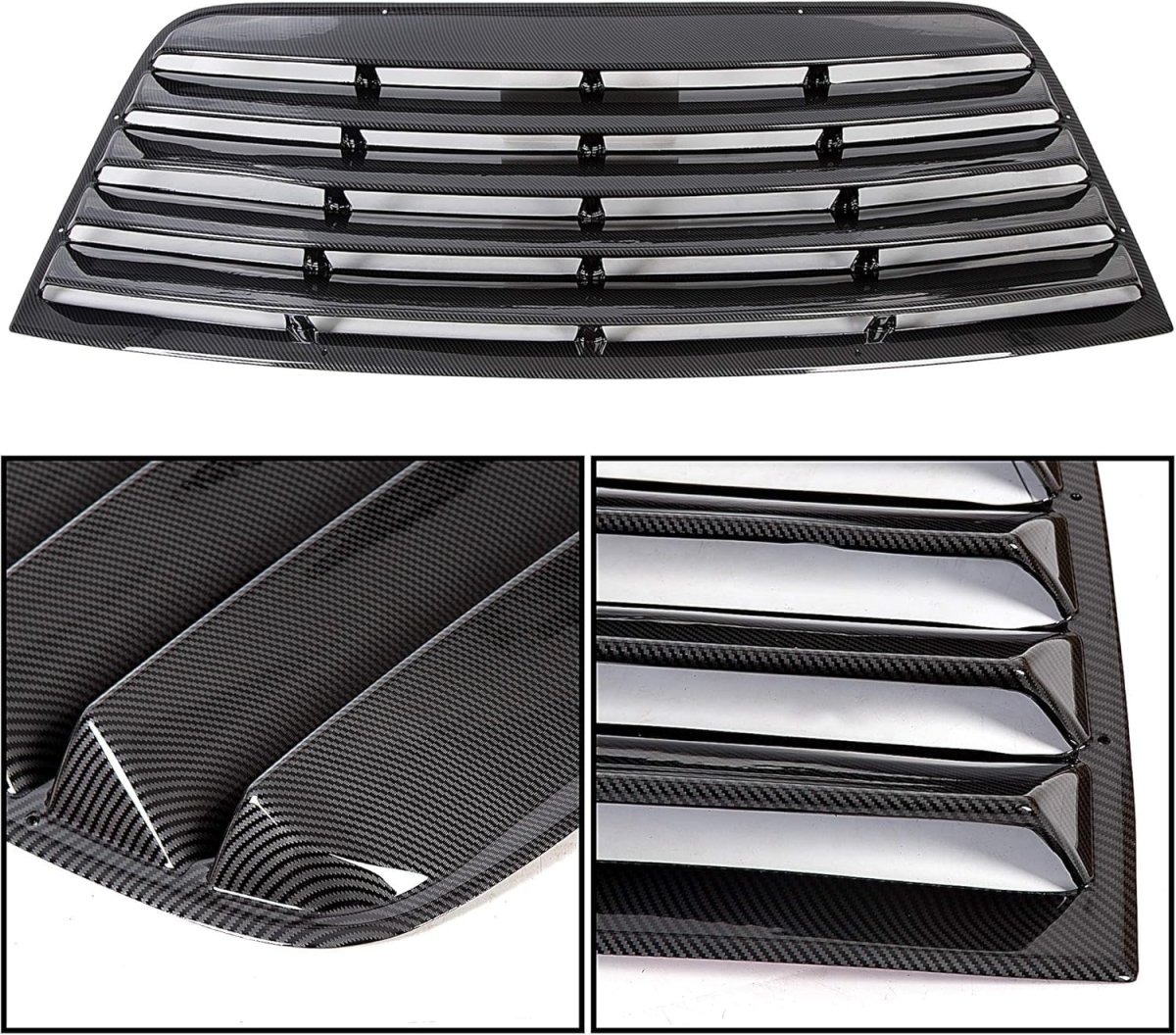 Hecasa Rear Window Scoop Louver For 2008-2023 Dodge Challenger Sun Shade Cover Air Vent Shades Carbon Fiber Style Abs Material