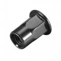 Uxcell M6 Rivet Nuts Thread Half Hexagonal Carbon Steel Zinc-plated Flat Head Threaded Insert Nut Black 20pcs
