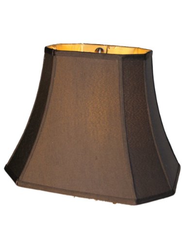 Upgradelights Black Silk 14 Inch Rectangle Replacement Lamp Shade With Gold Lining