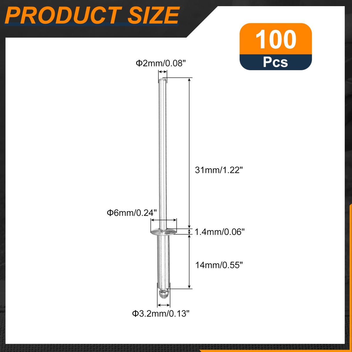 100pcs 1 8 X1 2 Aluminum Dome-head Blind Rivets Open-end Type For Diy Sheet Metal Automotive Repairs Furniture Boat And Duct