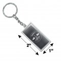 Happy Camper With Campfire Rectangle Keychain In Chrome Plated Metal