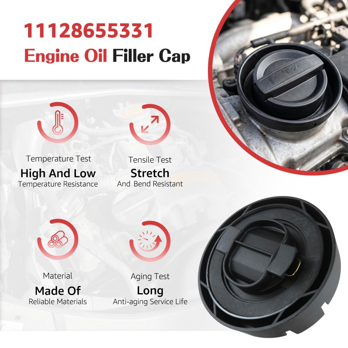2 Pack Oil Filler Cap Replaces 11128655331 11-12-8-655-331 For Bmw 2016-2018 340i Xdrive