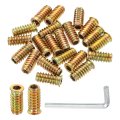 50 Pcs Threaded Insert For Wood 1 4 20 Carbon Steel Studs Hex Socket Drive Nut Inserts Screw In Fastener Connector With Wrench 