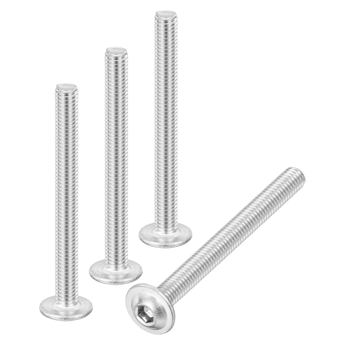 15pcs M6-1x60mm Flanged Button Head Socket Cap Screws 304 Stainless Steel Drive Fasteners Bolts Fully Thread Machine Silver