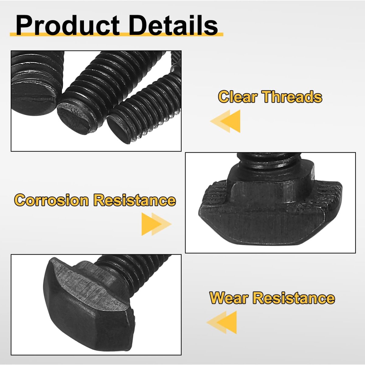 8pcs M6x20mm T Slot Drop-in Bolt Carbon Steel Hammer Head Bolts Shape Stud Sliding Screw With M6 Hexagon Flange Nuts For