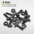 8pcs M6x20mm T Slot Drop-in Bolt Carbon Steel Hammer Head Bolts Shape Stud Sliding Screw With M6 Hexagon Flange Nuts For