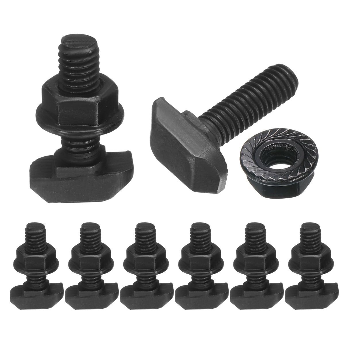 8pcs M6x20mm T Slot Drop-in Bolt Carbon Steel Hammer Head Bolts Shape Stud Sliding Screw With M6 Hexagon Flange Nuts For