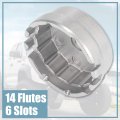 X Autohaux Oil Filter Cap Wrench 14 Flutes 6 Slots 64 5mm Removal Tool For Toyota Camry Rav4 Highlander 2 5l-5 7l Engine Silver