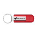 Ford Bronco Red Pu Leather Strap Silver Metal Bar Key Chain Official Licensed