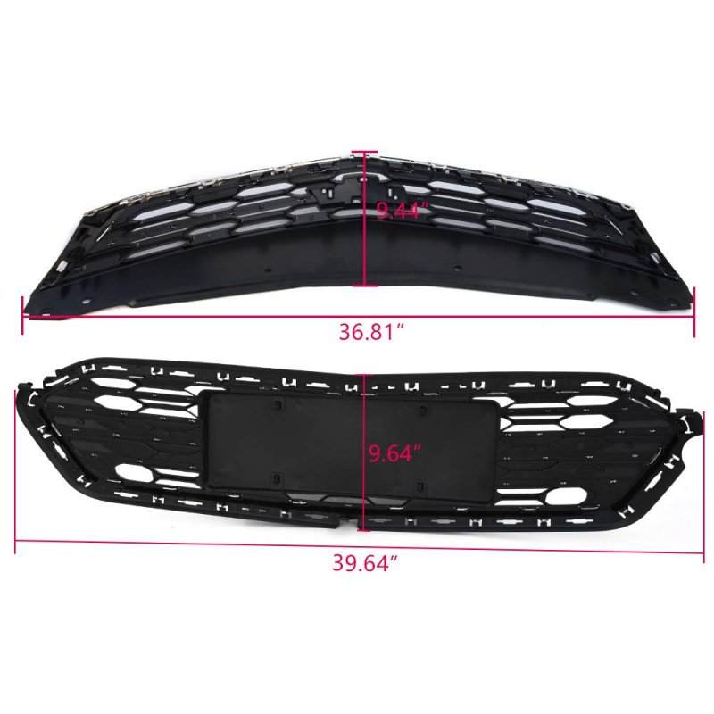 Chrome Front Bumper Upper Lower Grille Assembly Compatible For Chevy Cruze 2016-2018 Abs Honeycomb Mesh Replacement