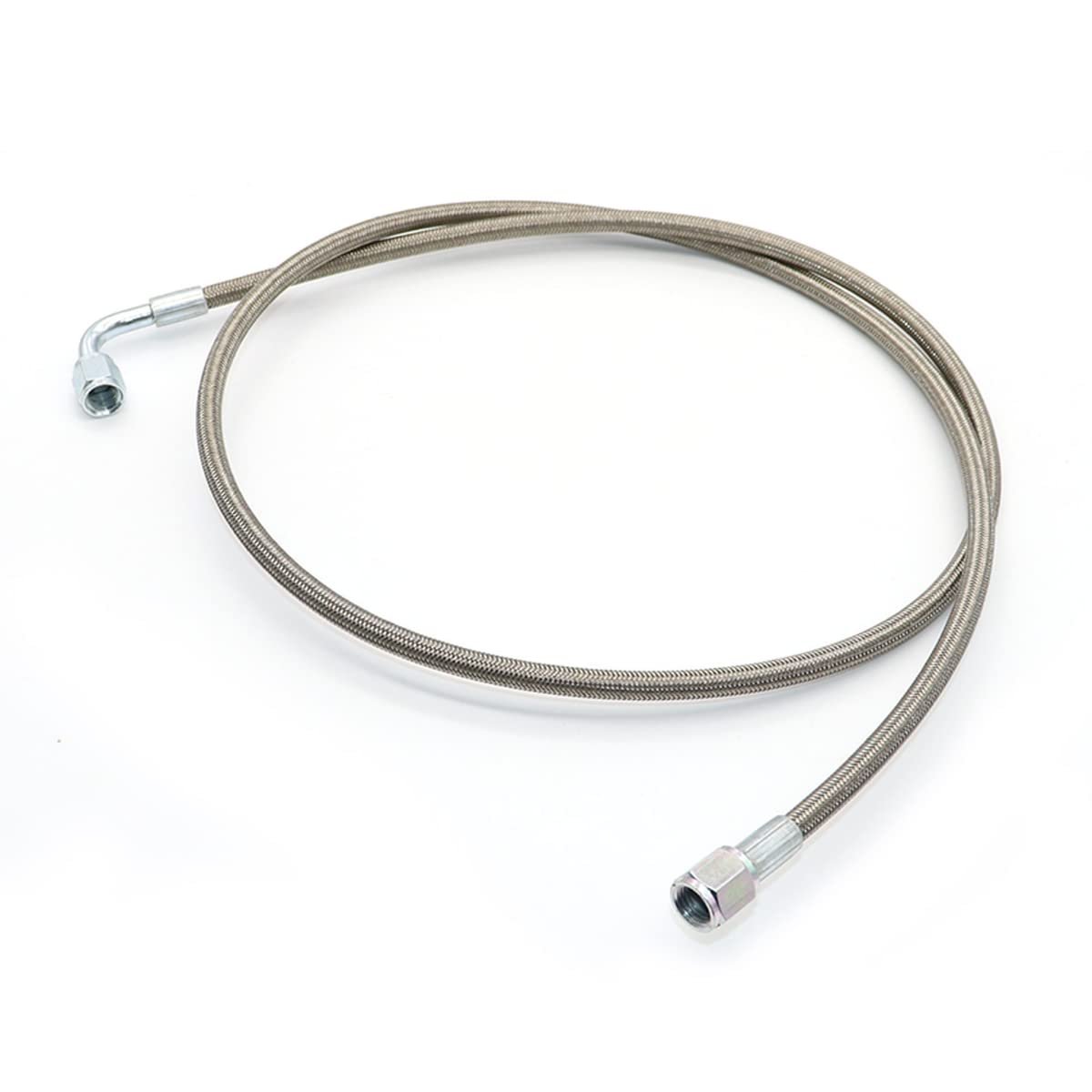 Turbo Oil Feed Line 48 In Steel Braided 4an 90 Degrees Straight Ptfe