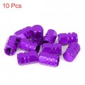 X Autohaux 10pcs Purple Tire Stem Valve Caps Wheel Covers Car Dustproof Hexagon Shape Aluminium Alloy Cap