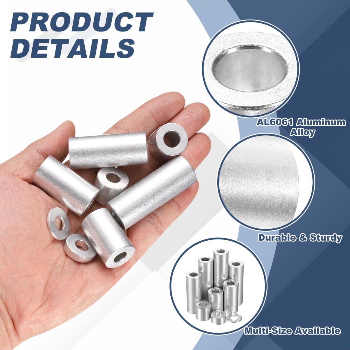8pcs Aluminum Spacer 3 4 Od X 8 Id 1-7 16 Length Screw Standoff Bushing Plain Finish Unthreaded Round Metal For Screws Bolts