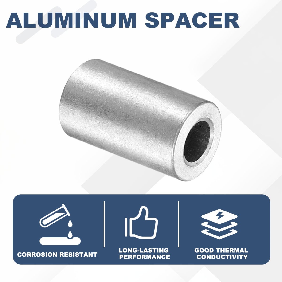 8pcs Aluminum Spacer 3 4 Od X 8 Id 1-7 16 Length Screw Standoff Bushing Plain Finish Unthreaded Round Metal For Screws Bolts