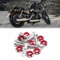 Uxcell 8pcs Red Metal Decorative License Plate Bolt Screw For Car Motorcycle