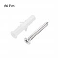 Uxcell 6x30mm Plastic Expansion Tube For Drywall With Screws White 50pcs