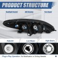 Auto Dynasty Lx2502125 Factory Style Projector Headight Lamp Compatible With Lexus Es330 2005-2006 Driver Left Side Chrome