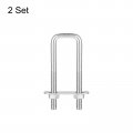 Uxcell Square U-bolts 2 Sets 27mm 1 06 Inner Width 100mm Length M8 304 Stainless Steel U Clamp Bolt With Nuts And Plates For
