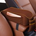 Spanice Auto Center Console Armrest Pillow Pad Car Cushion Soft Memory Foam With Phone Holder Storage Pockets Bag Seat 
