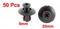 Uxcell 50 Pcs 20mm X 9mm Black Plastic Rivet Engine Lining Trim Clips