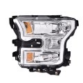 Driver Side Headlight Assembly For 2015 2016 2017 Ford F150 Clear Lens Chrome Housing Amber Reflector Replacement Headlamp 