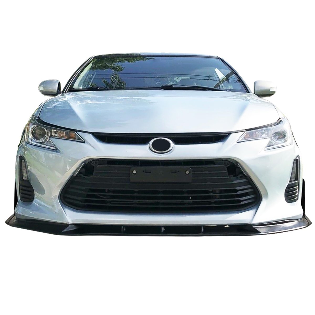 Ikon Motorsports Front Bumper Lip Splitter Winglets For 2014-2016 Scion Tc All 2pcs Chin Pu Poly Urethane Unpainted Black V3