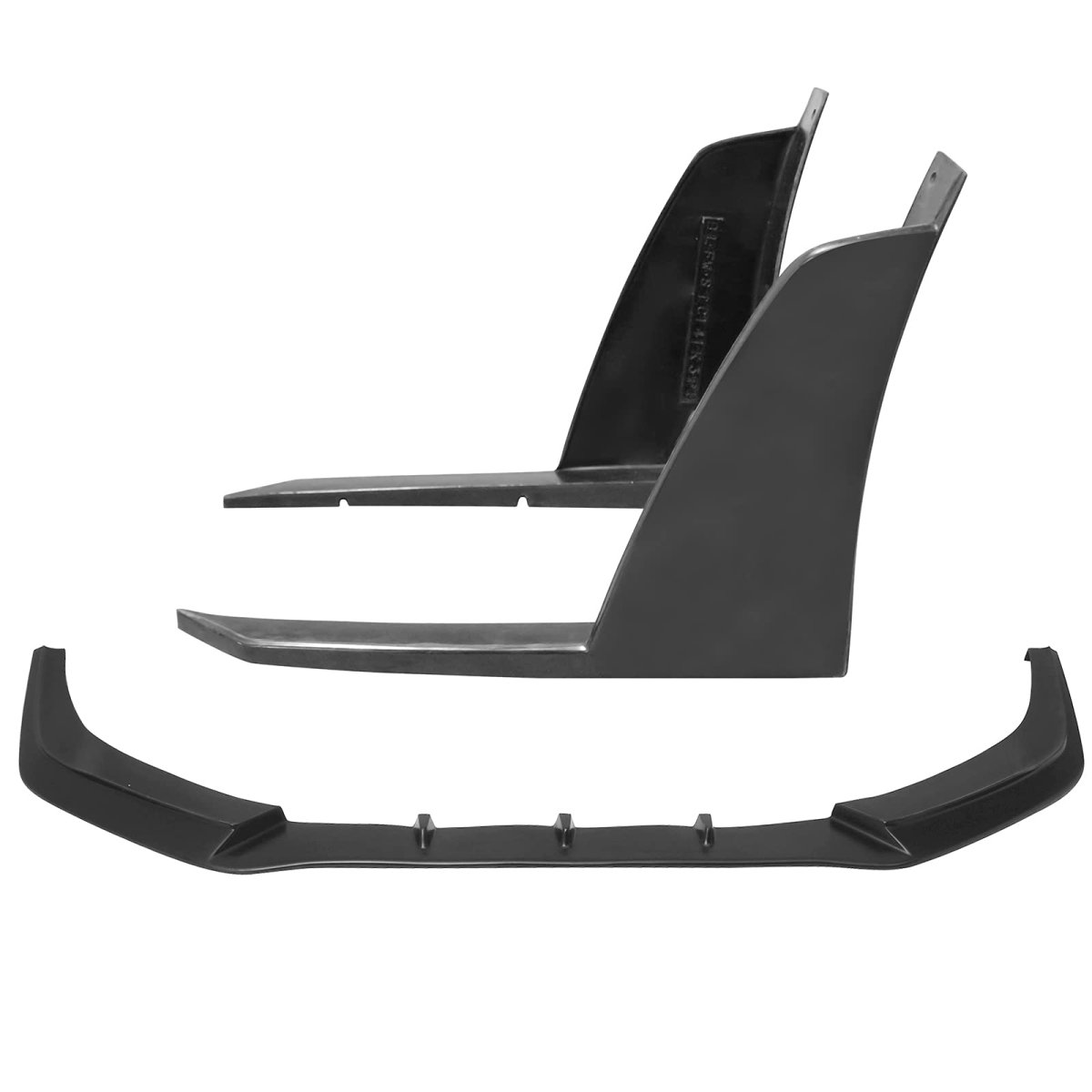 Ikon Motorsports Front Bumper Lip Splitter Winglets For 2014-2016 Scion Tc All 2pcs Chin Pu Poly Urethane Unpainted Black V3