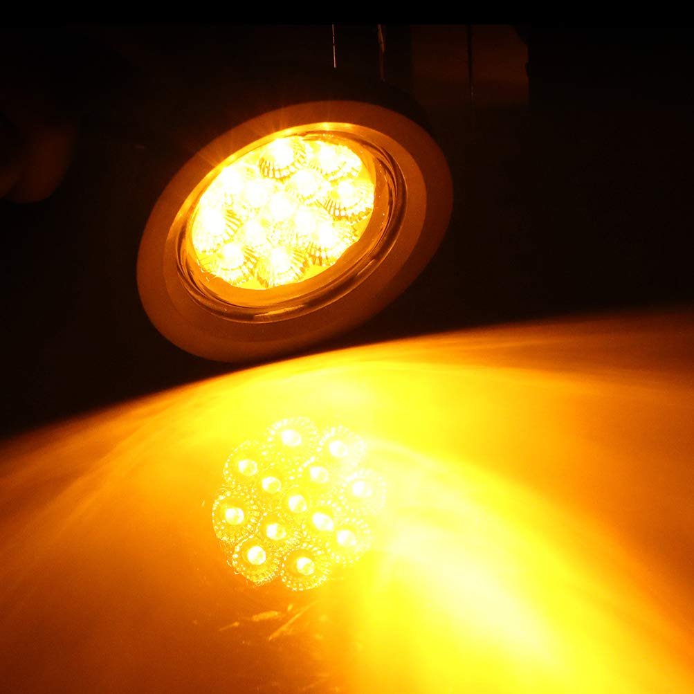 6 Pack 2 5in Round Led Marker Lights 13 Amber Side Trailer Universal Waterproof Clearance For Truck Bus Van Boat Lorry